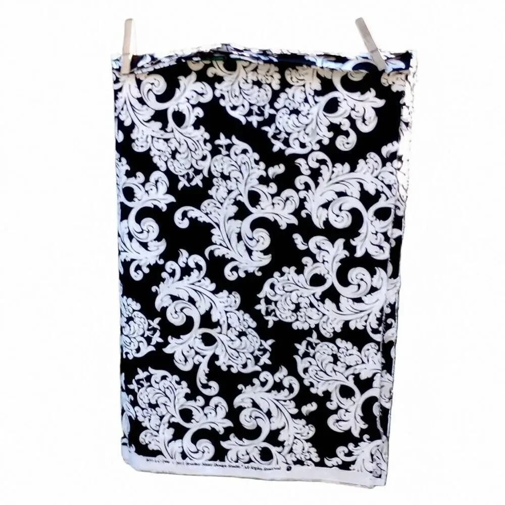 Black and white heavy cotton blend fabric over 1 yard